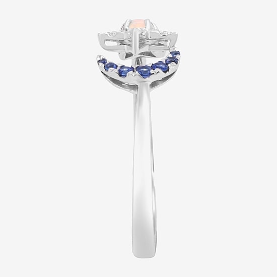 Limited Quantities! Womens 1/10 CT. T.W. Genuine White Opal 10K White Gold Moon Star Cocktail Ring