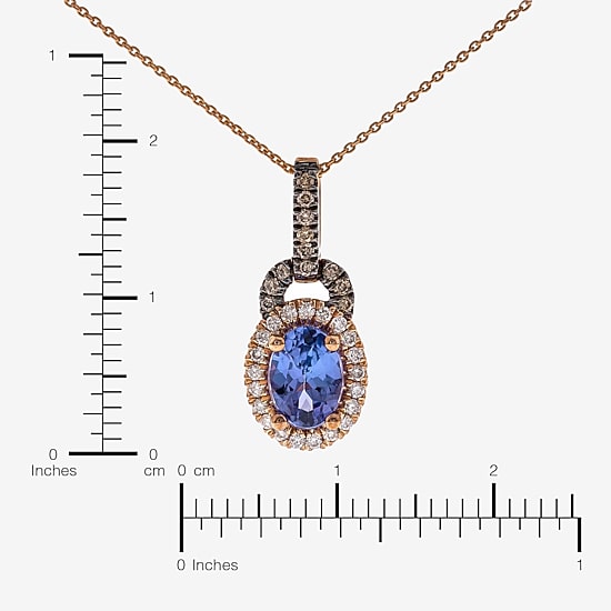 Limited Quantities! Womens 1/5 CT. Genuine Purple Tanzanite 10K Gold Oval 18 Inch Pendant Necklace