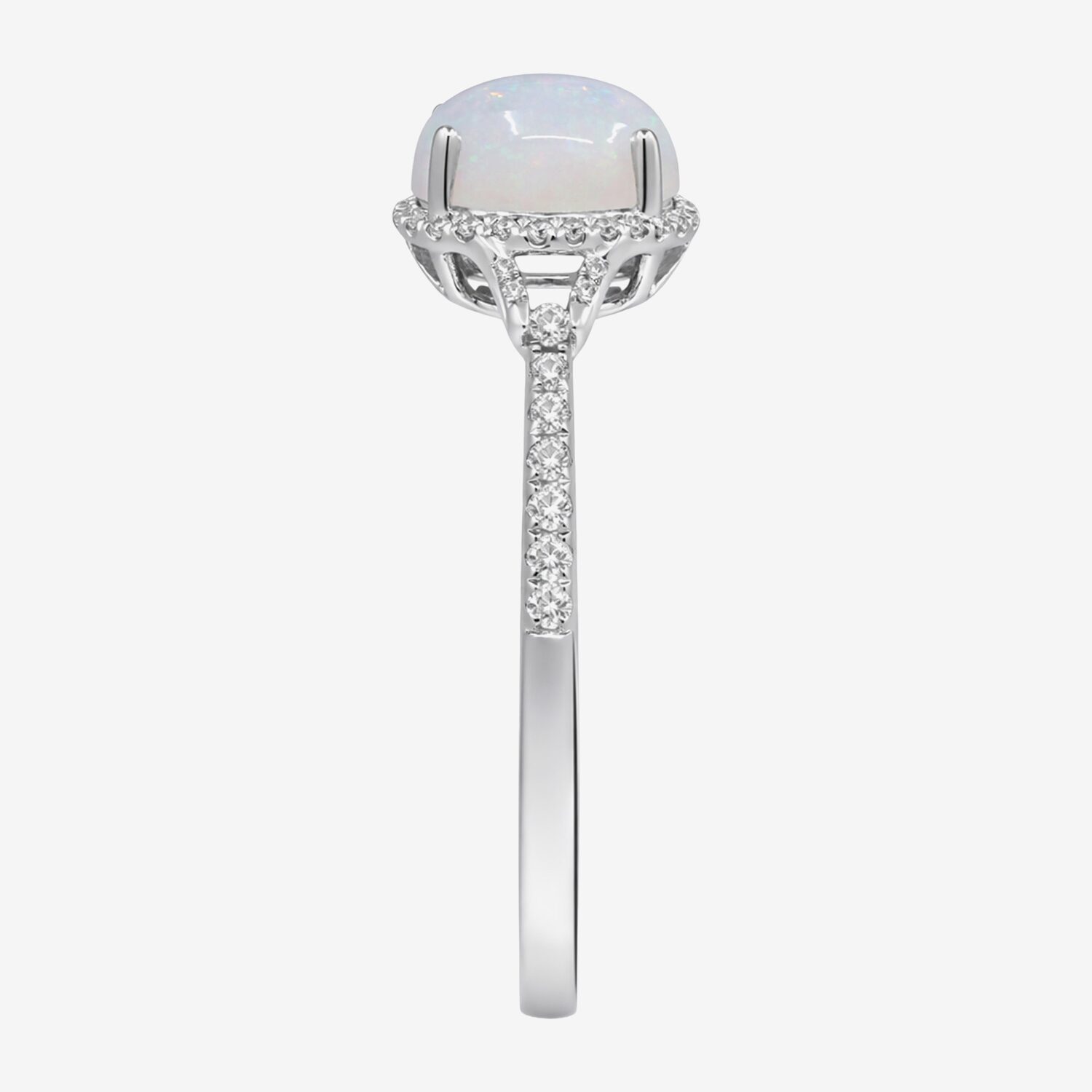 Limited Quantities! Womens 1/4 CT. T.W. Genuine White Opal 10K Gold Oval Halo Side Stone Cocktail Ring