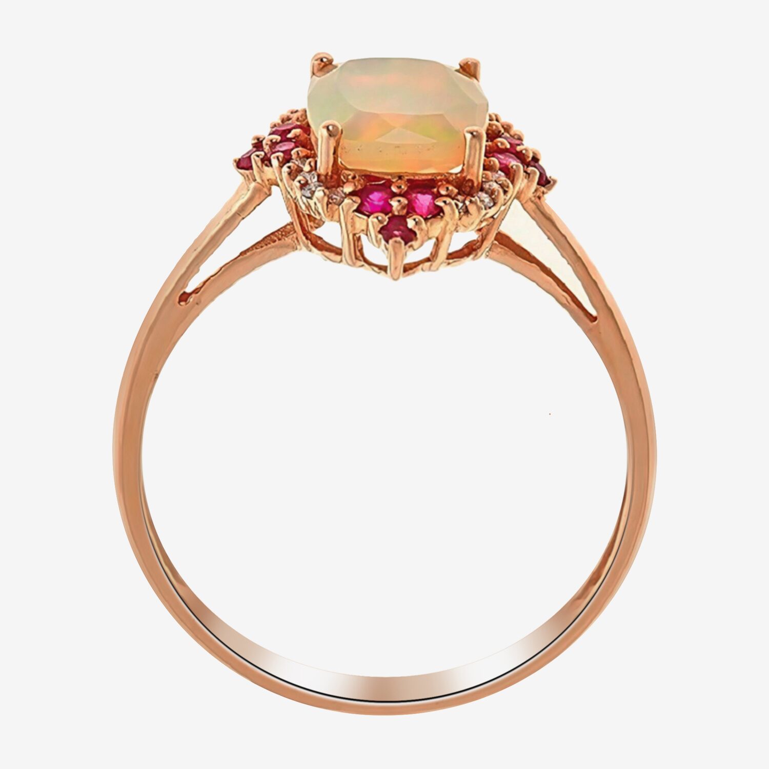 Limited Quantities! Womens Diamond Accent Genuine White Opal 10K Gold Cushion Halo Cocktail Ring