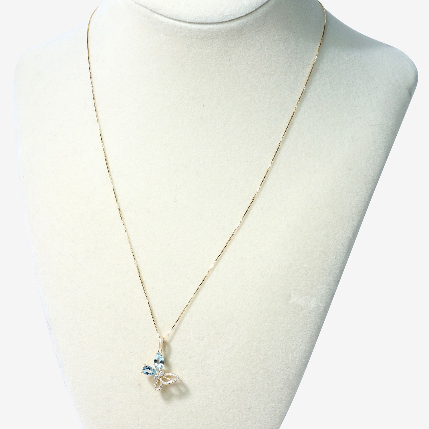 Limited Quantities! Womens 1/7 CT. T.W. Genuine Blue Aquamarine 10K Gold Butterfly 18 Inch Pendant Necklace