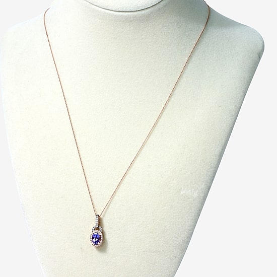Limited Quantities! Womens 1/5 CT. Genuine Purple Tanzanite 10K Gold Oval 18 Inch Pendant Necklace