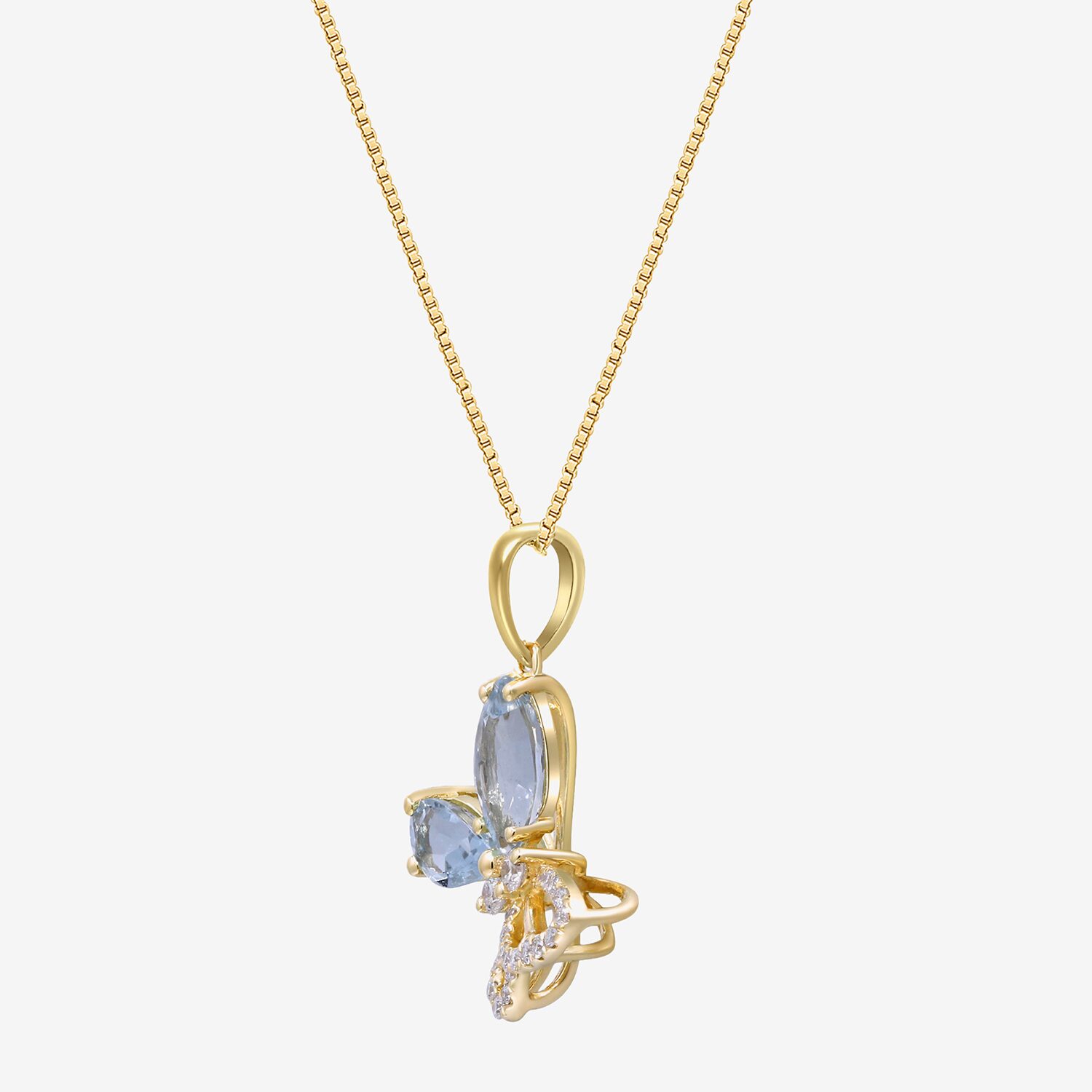 Limited Quantities! Womens 1/7 CT. T.W. Genuine Blue Aquamarine 10K Gold Butterfly 18 Inch Pendant Necklace