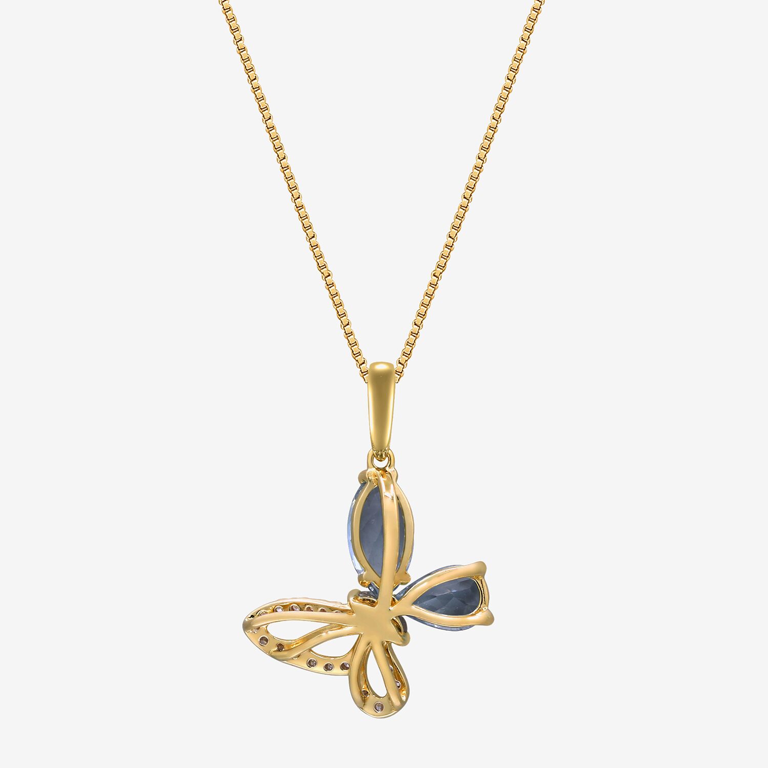 Limited Quantities! Womens 1/7 CT. T.W. Genuine Blue Aquamarine 10K Gold Butterfly 18 Inch Pendant Necklace
