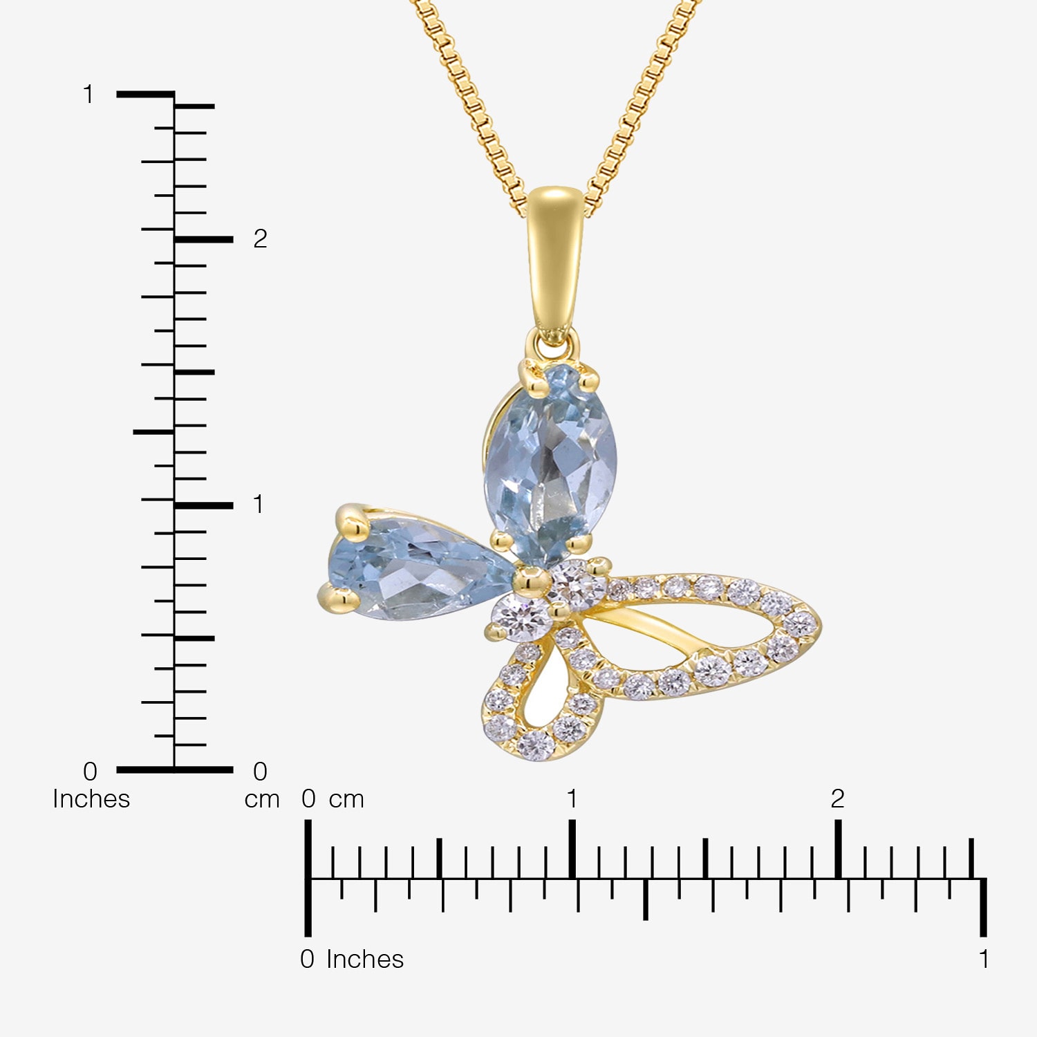 Limited Quantities! Womens 1/7 CT. T.W. Genuine Blue Aquamarine 10K Gold Butterfly 18 Inch Pendant Necklace