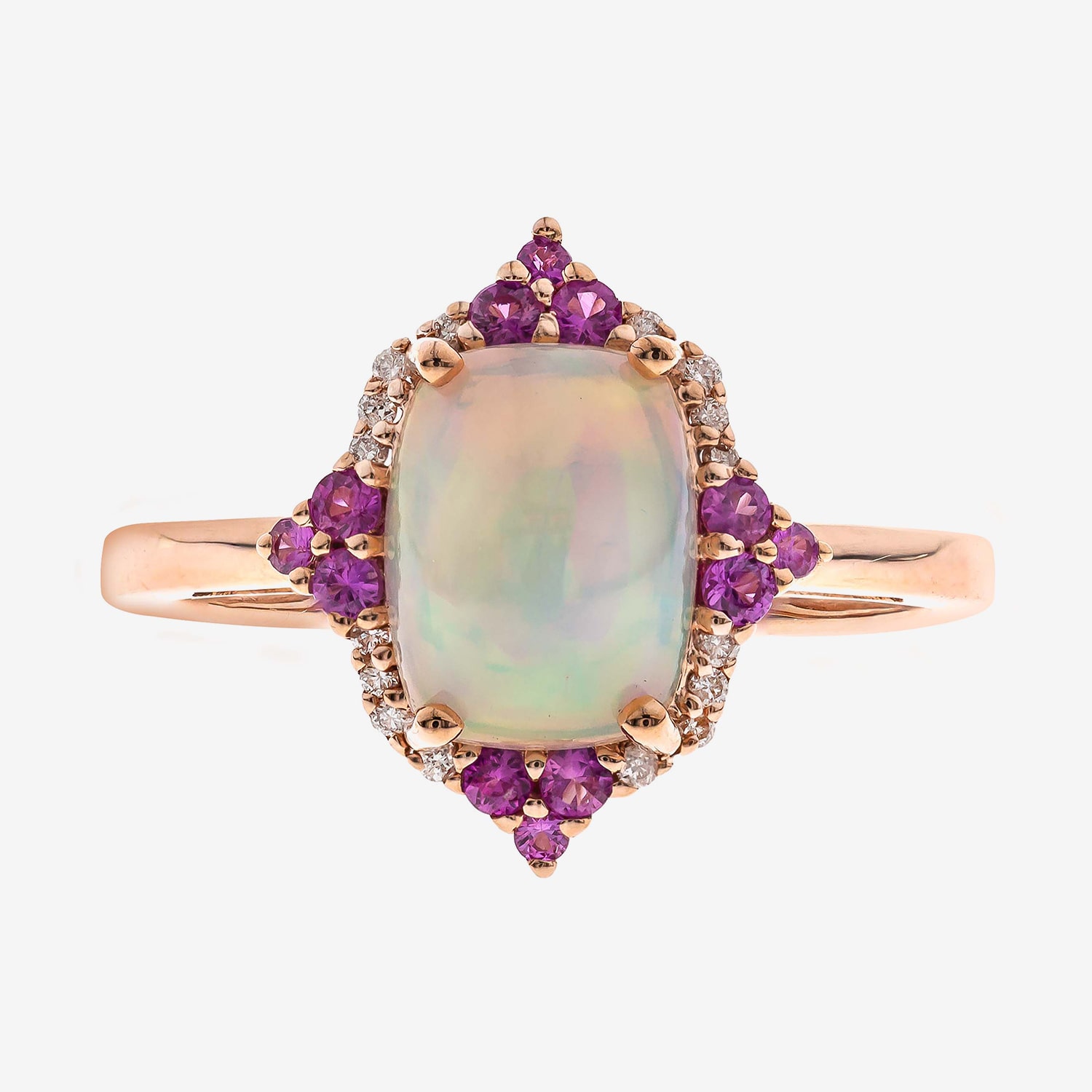Limited Quantities! Womens Diamond Accent Genuine White Opal 10K Gold Cushion Halo Cocktail Ring