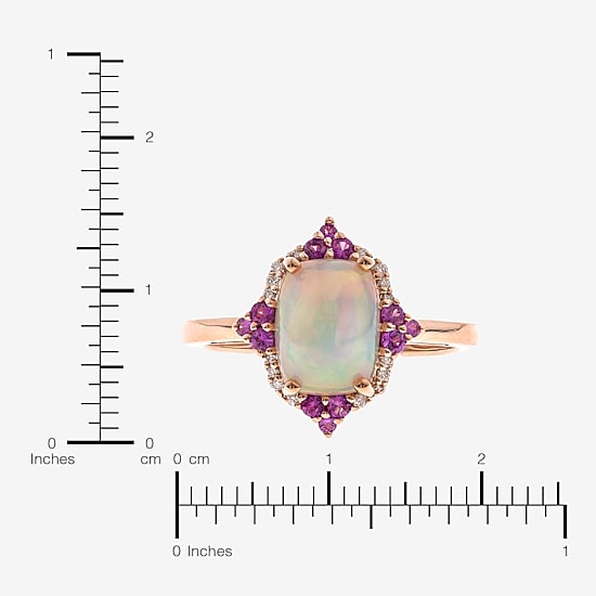 Limited Quantities! Womens Diamond Accent Genuine White Opal 10K Gold Cushion Halo Cocktail Ring