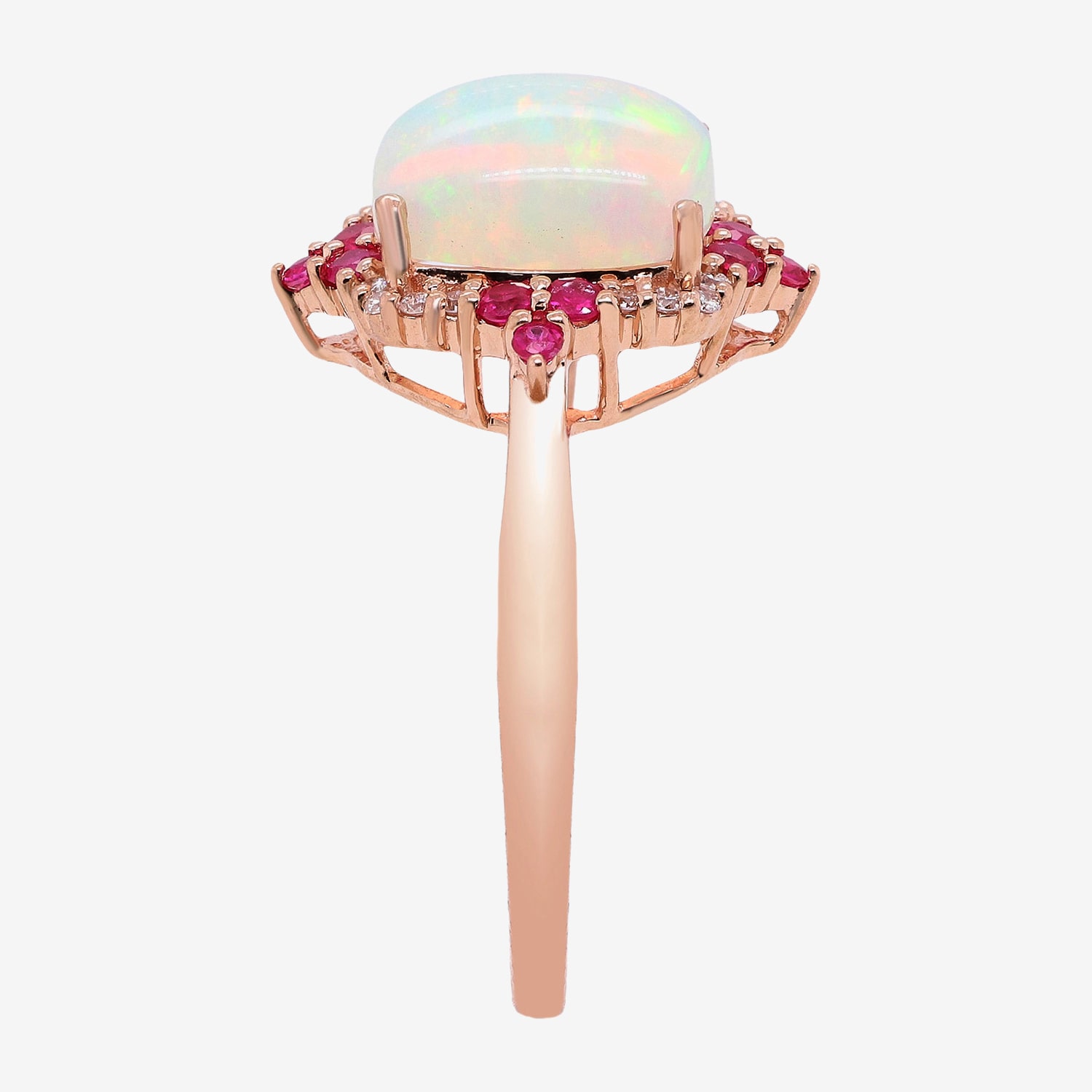 Limited Quantities! Womens Diamond Accent Genuine White Opal 10K Gold Cushion Halo Cocktail Ring