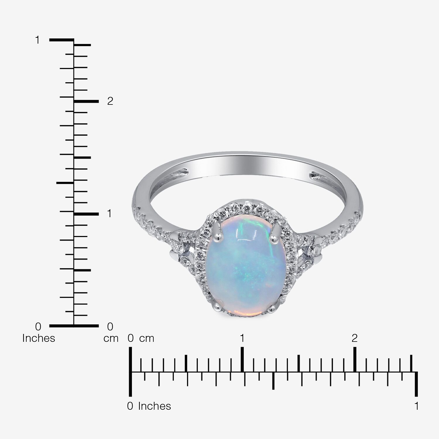 Limited Quantities! Womens 1/4 CT. T.W. Genuine White Opal 10K Gold Oval Halo Side Stone Cocktail Ring