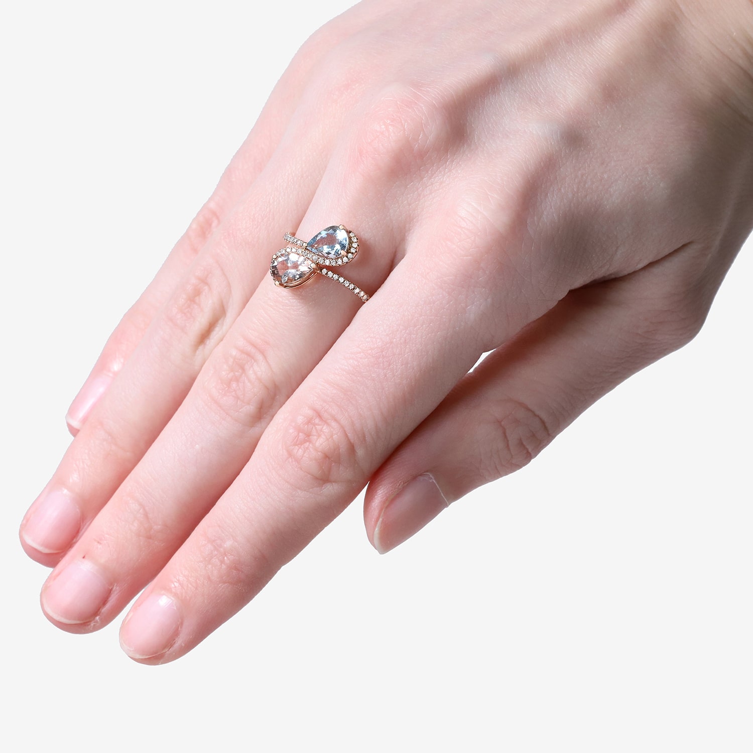 Limited Quantities! Womens 1/8 CT. T.W. Genuine Blue Aquamarine 10K Gold Side Stone Bypass  Cocktail Ring