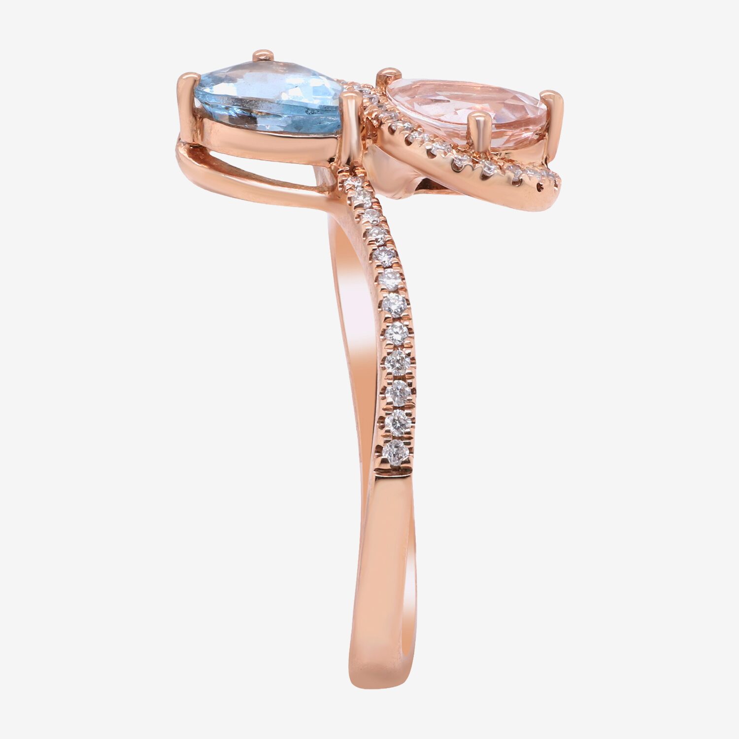 Limited Quantities! Womens 1/8 CT. T.W. Genuine Blue Aquamarine 10K Gold Side Stone Bypass  Cocktail Ring