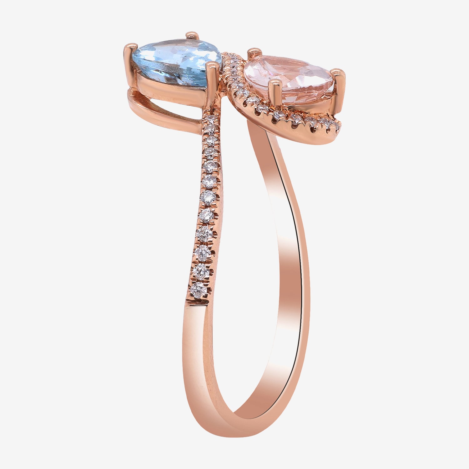 Limited Quantities! Womens 1/8 CT. T.W. Genuine Blue Aquamarine 10K Gold Side Stone Bypass  Cocktail Ring