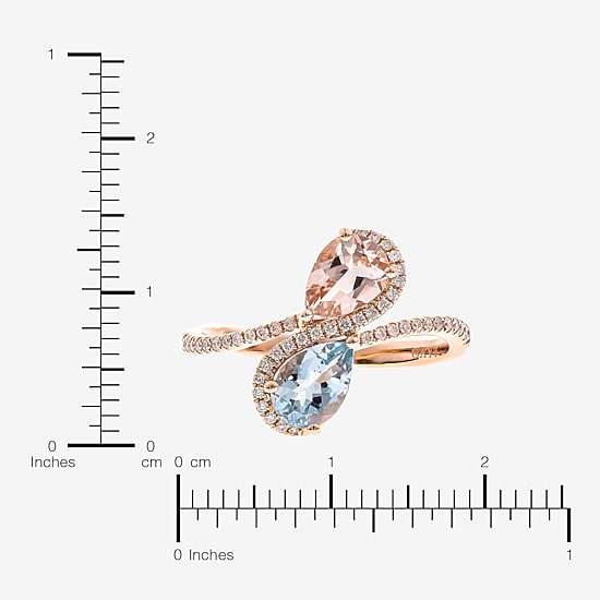 Limited Quantities! Womens 1/8 CT. T.W. Genuine Blue Aquamarine 10K Gold Side Stone Bypass  Cocktail Ring