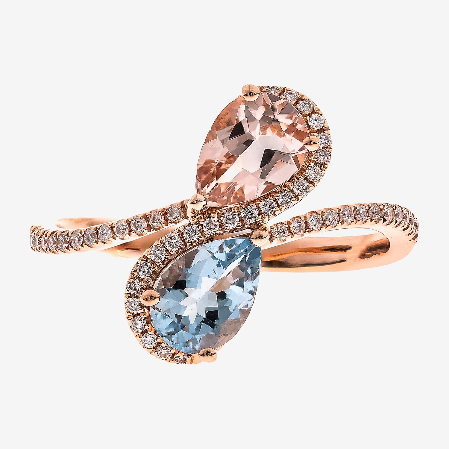 Limited Quantities! Womens 1/8 CT. T.W. Genuine Blue Aquamarine 10K Gold Side Stone Bypass  Cocktail Ring