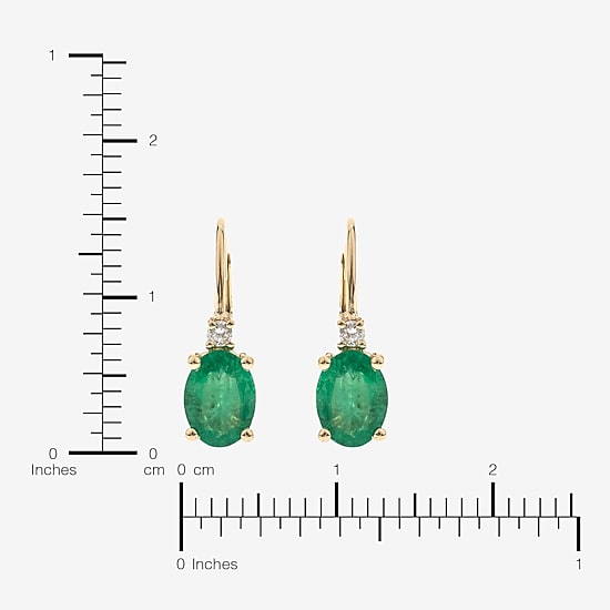 Limited Quantities! Womens Diamond Accent Genuine Green Emerald 10K Gold Oval Drop Earrings