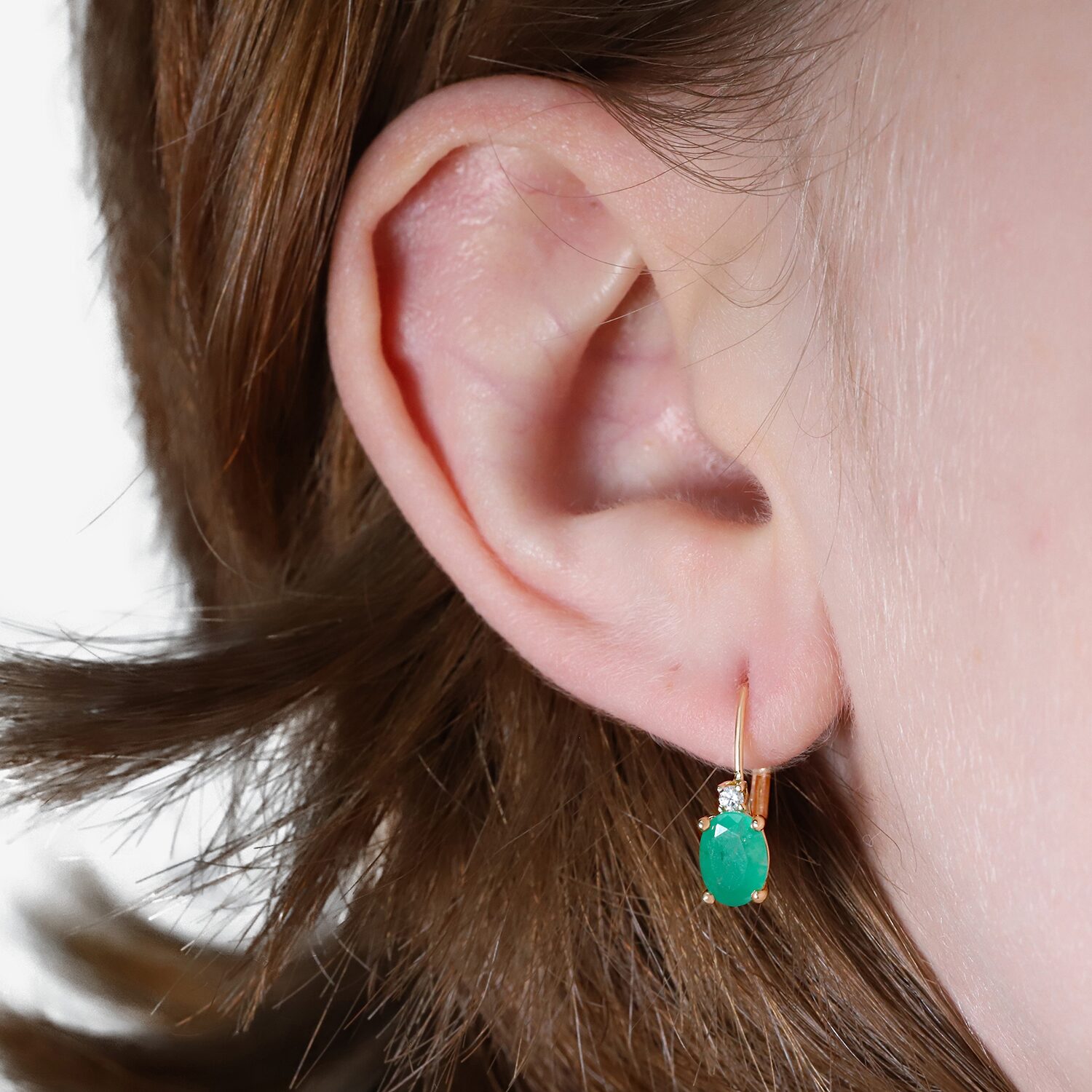 Limited Quantities! Womens Diamond Accent Genuine Green Emerald 10K Gold Oval Drop Earrings
