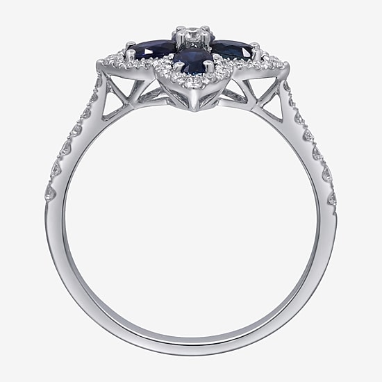 Limited Quantities! Womens 1/3 CT. T.W. Genuine Blue Sapphire 10K Gold Side Stone Cocktail Ring