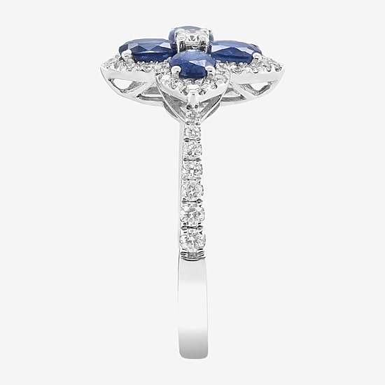 Limited Quantities! Womens 1/3 CT. T.W. Genuine Blue Sapphire 10K Gold Side Stone Cocktail Ring