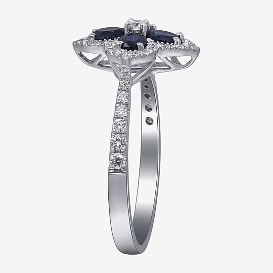 Limited Quantities! Womens 1/3 CT. T.W. Genuine Blue Sapphire 10K Gold Side Stone Cocktail Ring