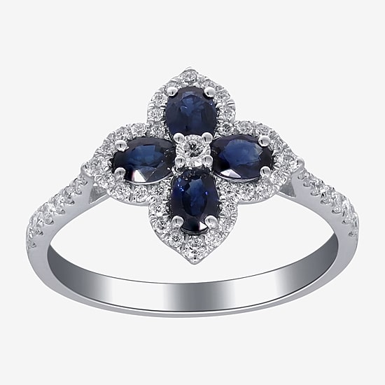 Limited Quantities! Womens 1/3 CT. T.W. Genuine Blue Sapphire 10K Gold Side Stone Cocktail Ring