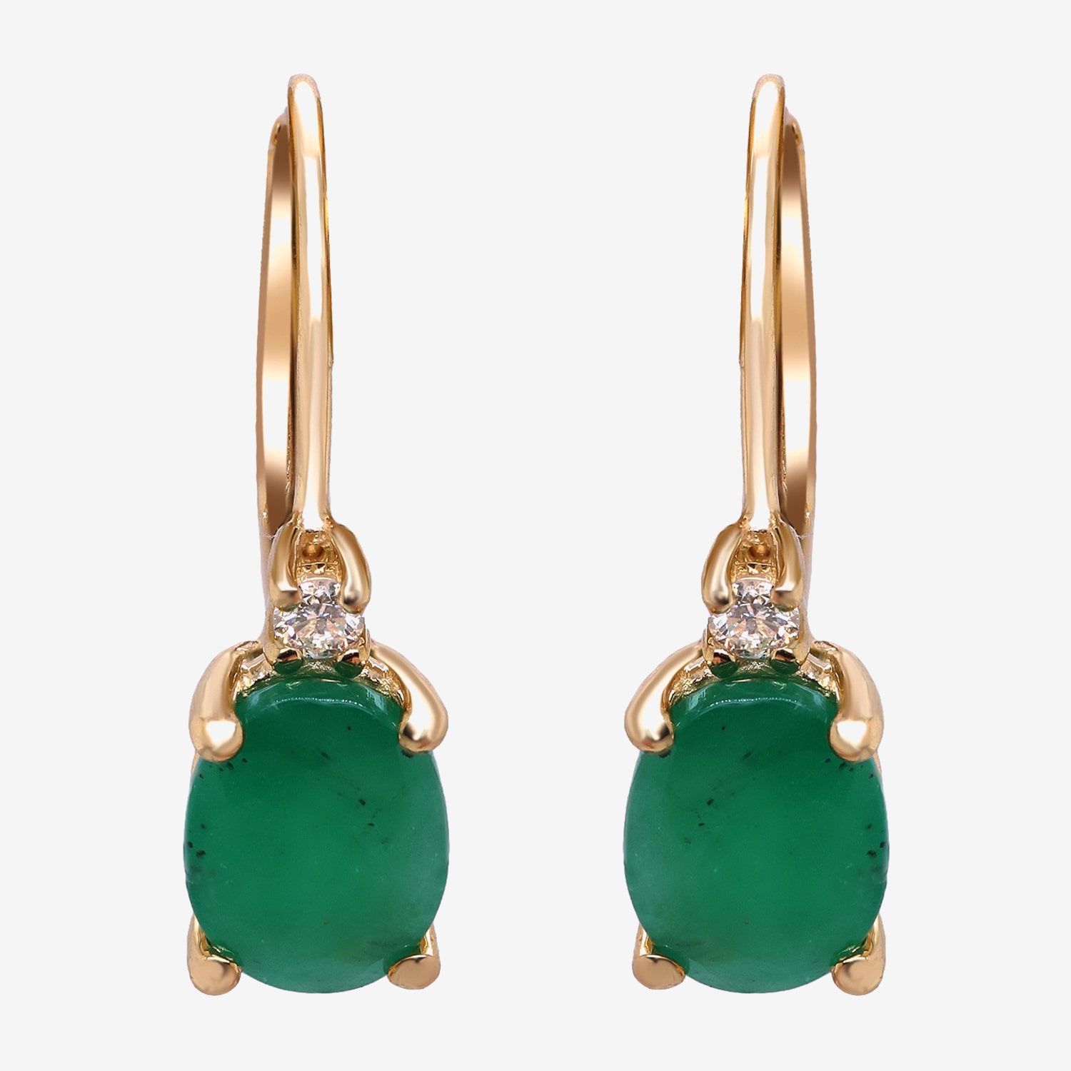 Limited Quantities! Womens Diamond Accent Genuine Green Emerald 10K Gold Oval Drop Earrings