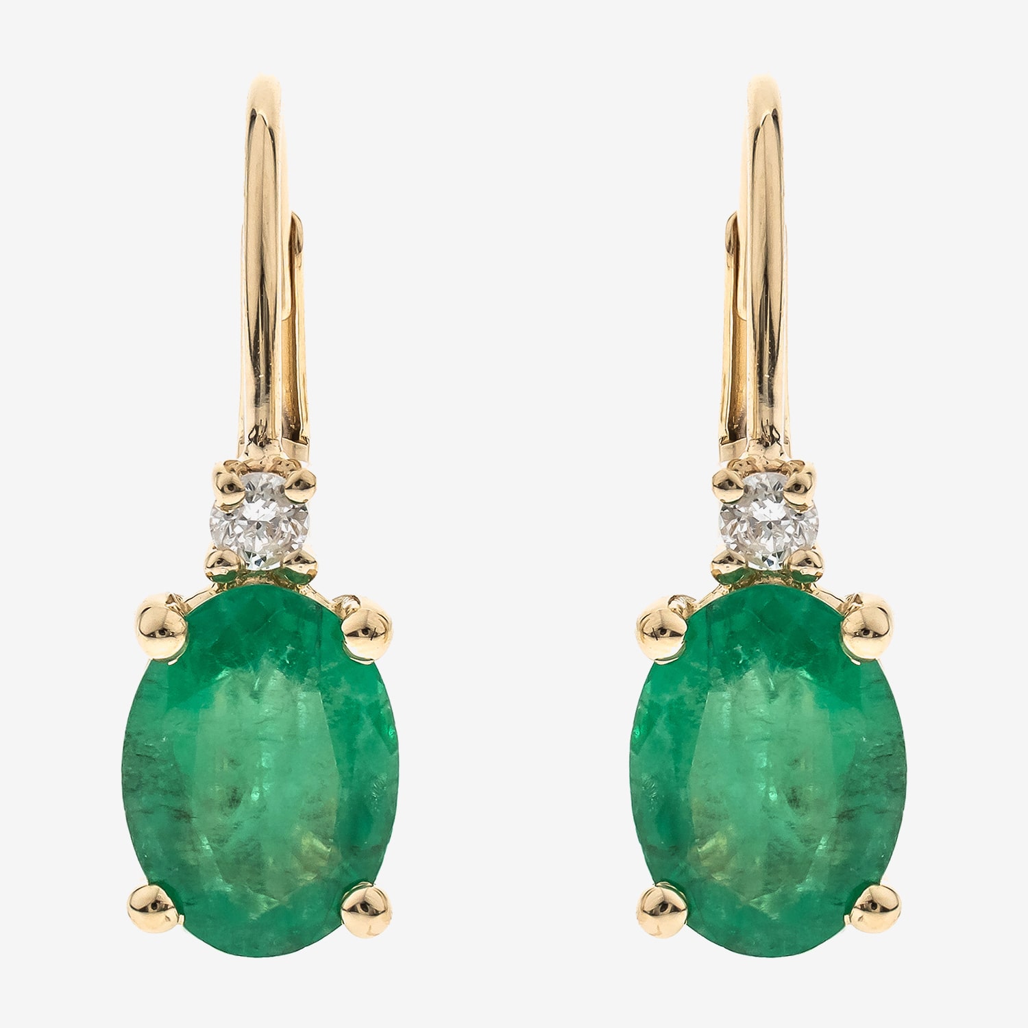 Limited Quantities! Womens Diamond Accent Genuine Green Emerald 10K Gold Oval Drop Earrings