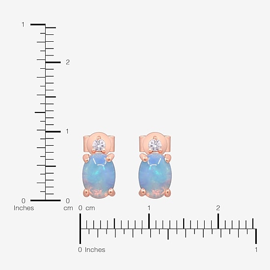 Limited Quantities! Diamond Accent Genuine White Opal 10K Rose Gold 9mm Oval Stud Earrings