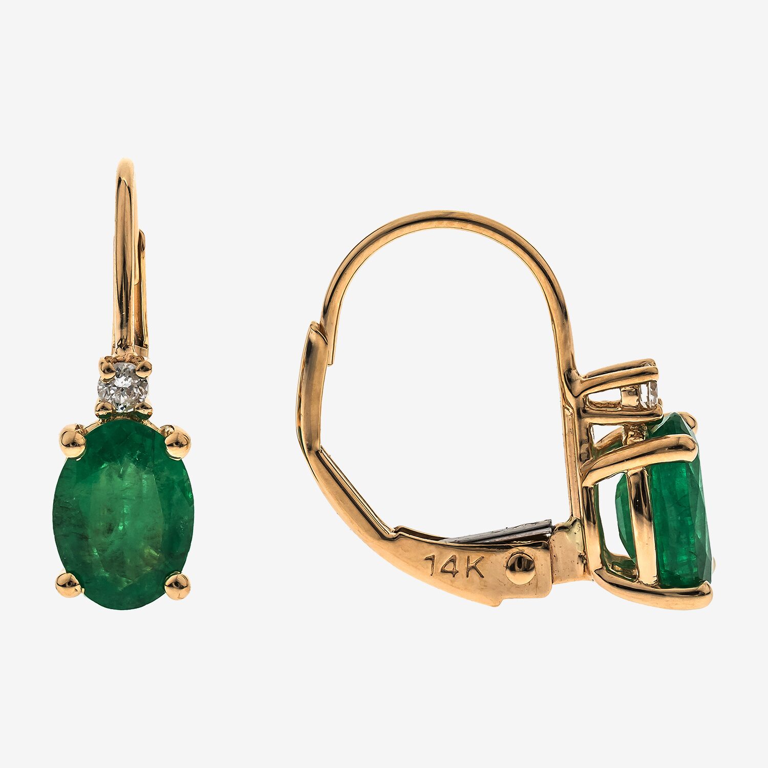 Limited Quantities! Womens Diamond Accent Genuine Green Emerald 10K Gold Oval Drop Earrings