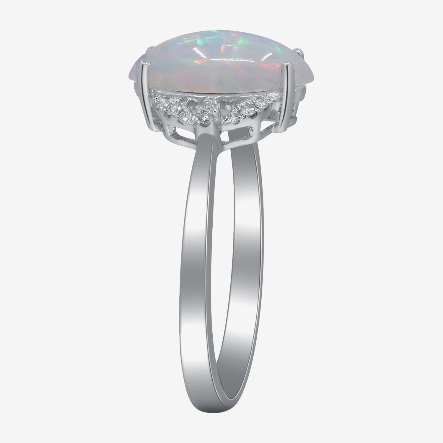 Limited Quantities! Womens Diamond Accent Genuine White Opal 10K Gold Marquise Cocktail Ring