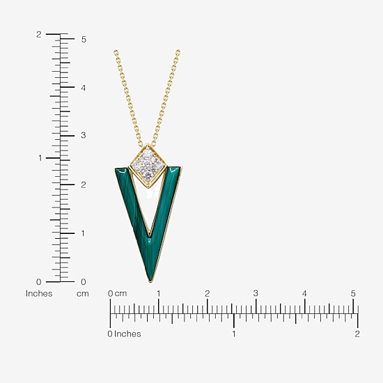 Limited Quantities! Womens 1/4 CT. T.W. Genuine Green Malachite 14K Gold Triangle 18 Inch Pendant Necklace