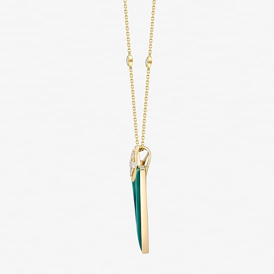 Limited Quantities! Womens 1/4 CT. T.W. Genuine Green Malachite 14K Gold Triangle 18 Inch Pendant Necklace