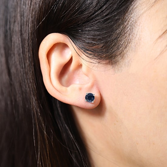 Limited Quantities! Genuine Blue Sapphire 10K Gold 5mm Round Stud Earrings