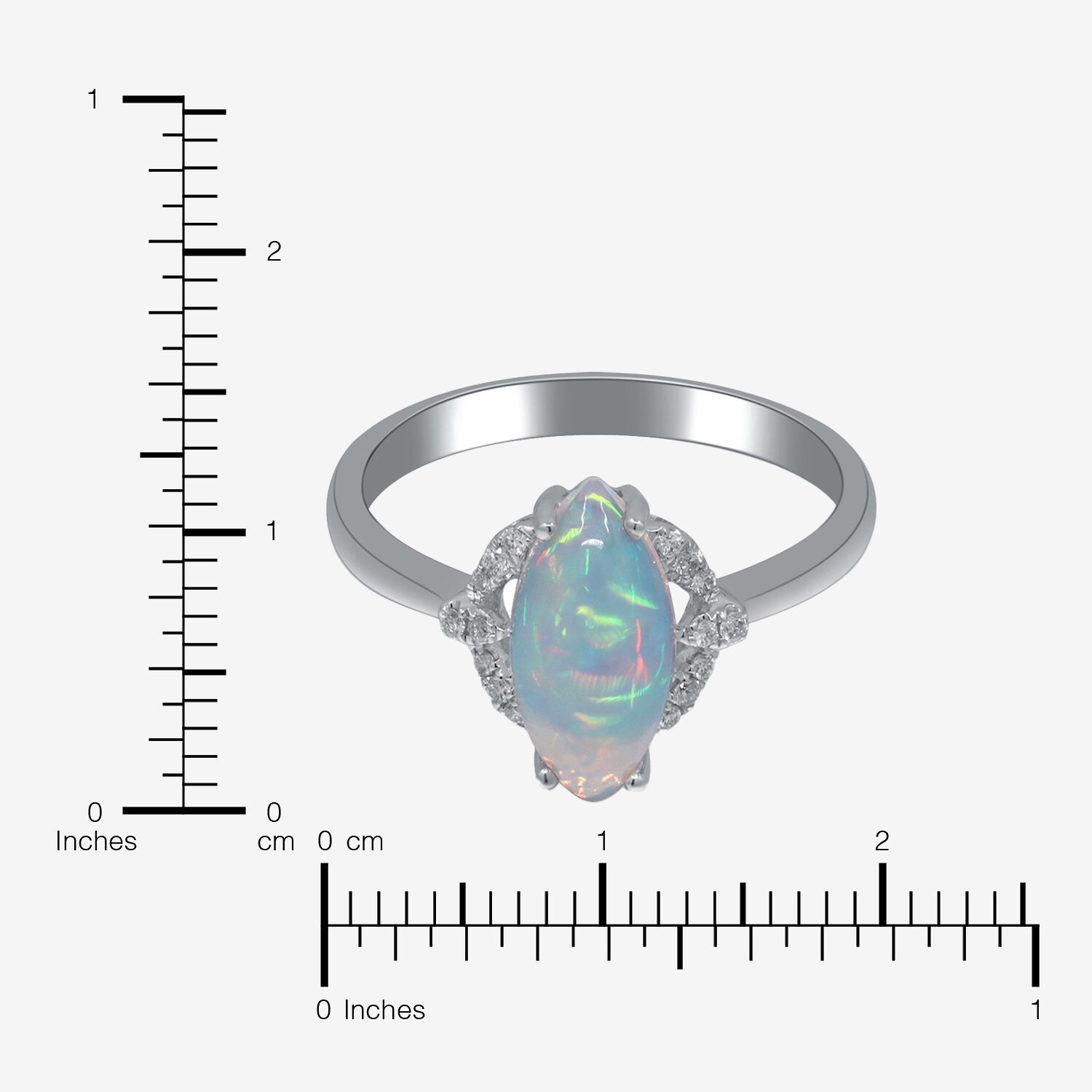 Limited Quantities! Womens Diamond Accent Genuine White Opal 10K Gold Marquise Cocktail Ring