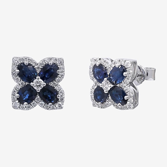 Limited Quantities! 1/3 CT. T.W. Genuine Blue Sapphire 10K White Gold 10mm Stud Earrings