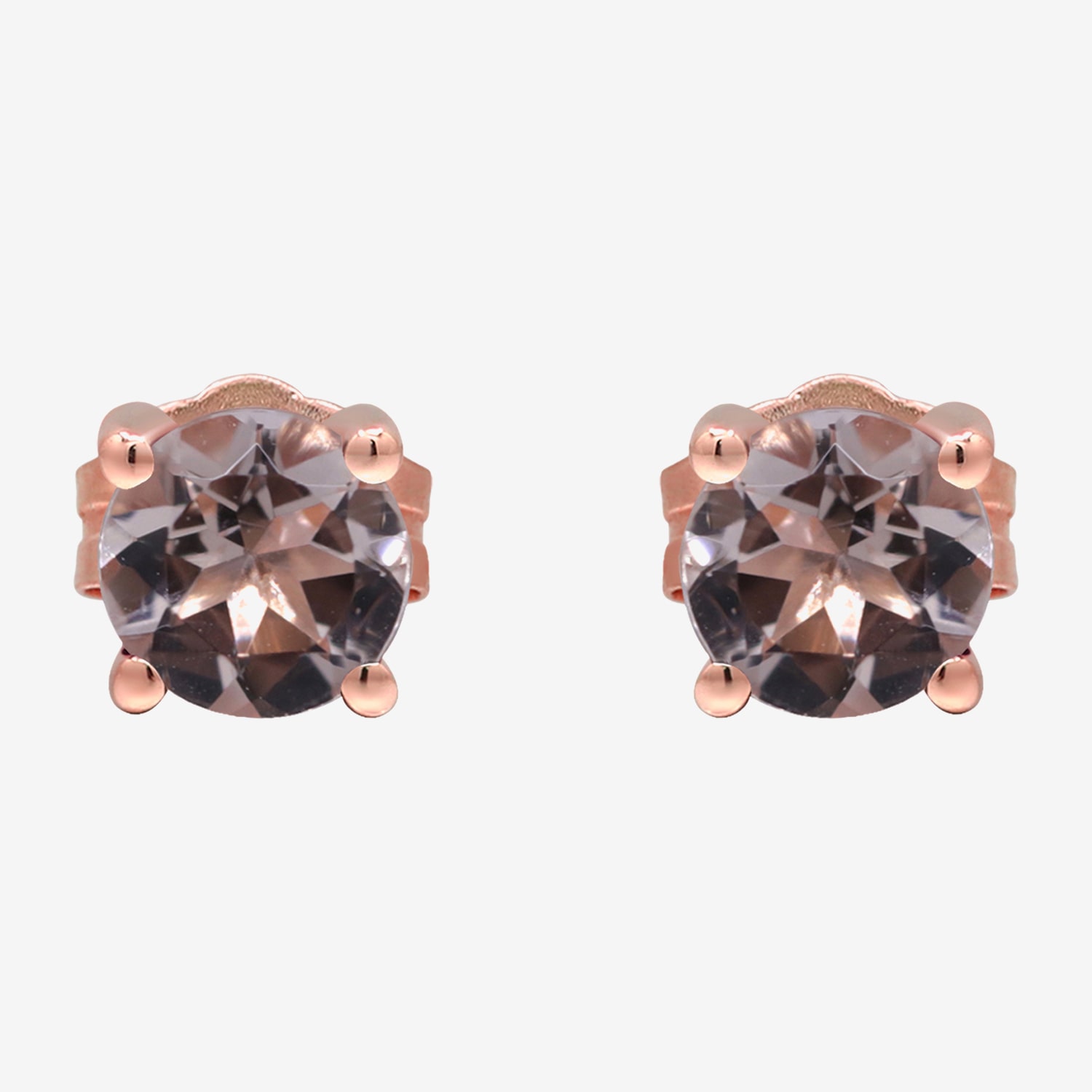 Limited Quantities! Genuine Pink Morganite 14K Gold 5mm Round Stud Earrings