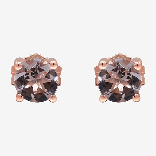 Limited Quantities! Genuine Pink Morganite 10K Rose Gold 5mm Round Stud Earrings