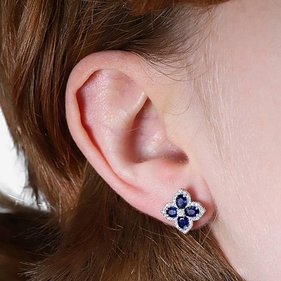 Limited Quantities! 1/3 CT. T.W. Genuine Blue Sapphire 10K White Gold 10mm Stud Earrings
