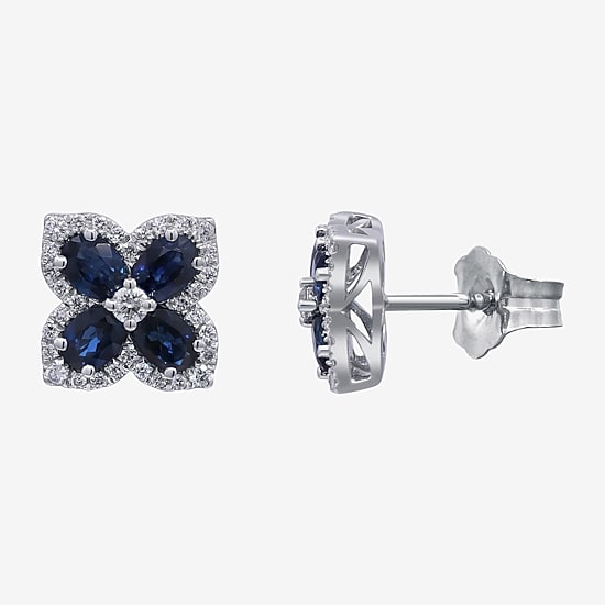 Limited Quantities! 1/3 CT. T.W. Genuine Blue Sapphire 10K White Gold 10mm Stud Earrings