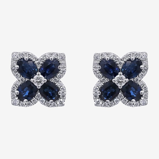 Limited Quantities! 1/3 CT. T.W. Genuine Blue Sapphire 10K White Gold 10mm Stud Earrings