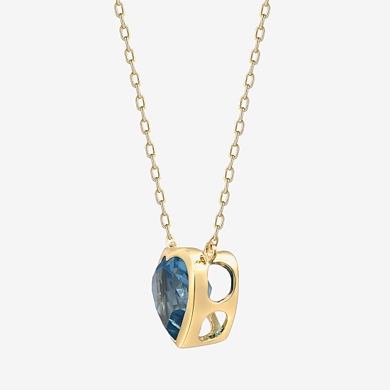 Limited Quantities! Womens Genuine Blue Topaz 10K Gold Heart 18 Inch Pendant Necklace