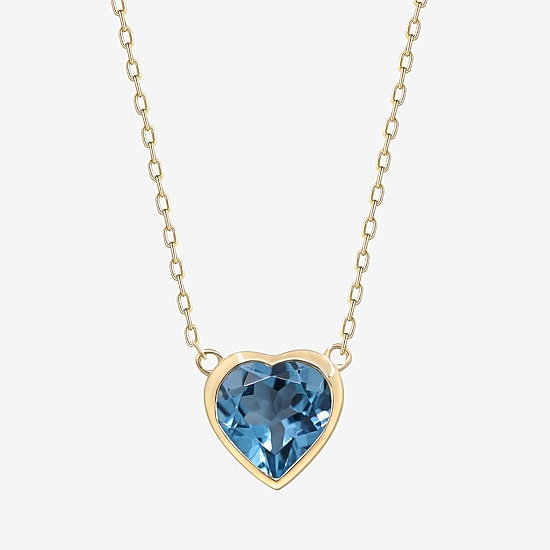 Limited Quantities! Womens Genuine Blue Topaz 10K Gold Heart 18 Inch Pendant Necklace