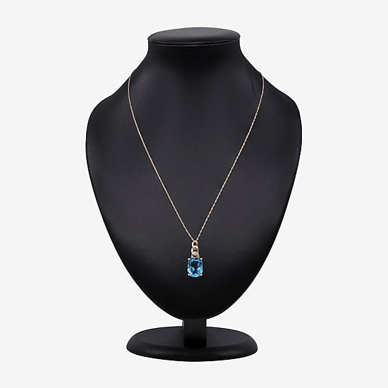 Limited Quantities! Womens Diamond Accent Genuine Blue Topaz 10K Gold Oval 18 Inch Pendant Necklace