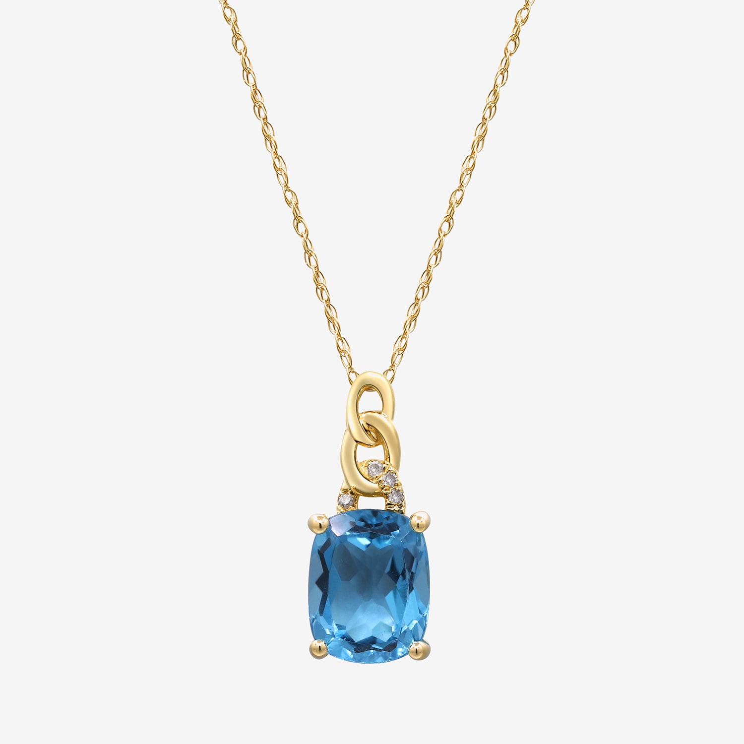 Limited Quantities! Womens Diamond Accent Genuine Blue Topaz 10K Gold Oval 18 Inch Pendant Necklace
