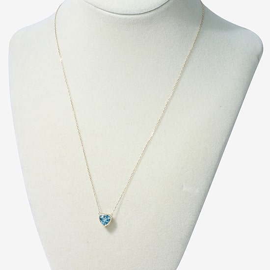 Limited Quantities! Womens Genuine Blue Topaz 10K Gold Heart 18 Inch Pendant Necklace