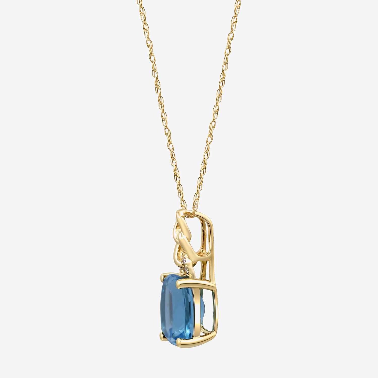 Limited Quantities! Womens Diamond Accent Genuine Blue Topaz 10K Gold Oval 18 Inch Pendant Necklace