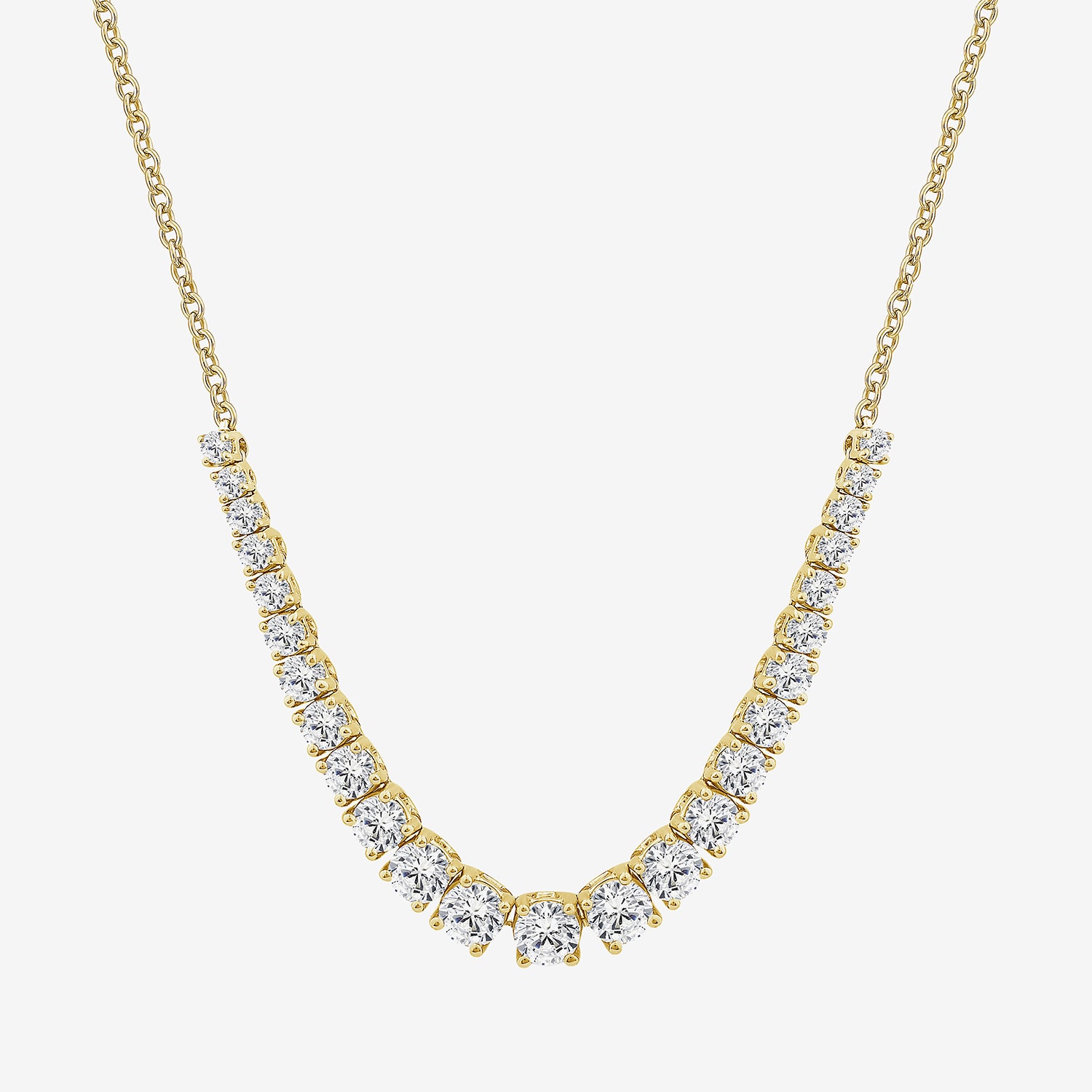 (H / Si2) Womens White Diamond 10K Gold 16 Inch Tennis Necklace
