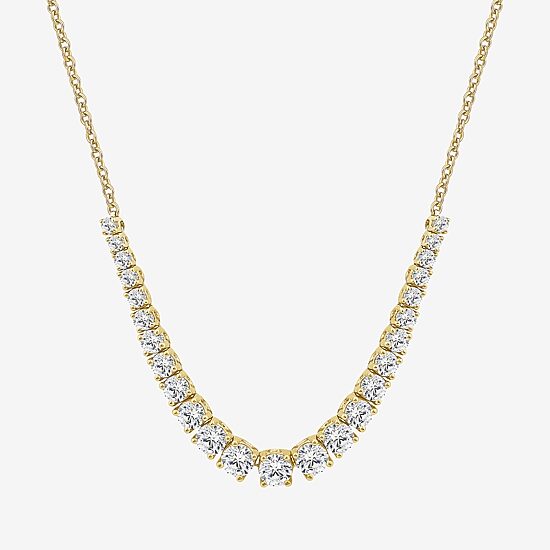 (H / Si2) Womens White Diamond 10K Gold 16 Inch Tennis Necklace