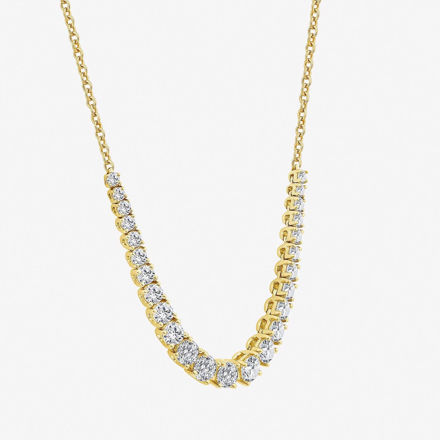 (H / Si2) Womens White Diamond 10K Gold 16 Inch Tennis Necklace
