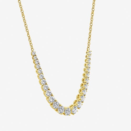 (H / Si2) Womens White Diamond 10K Gold 16 Inch Tennis Necklace
