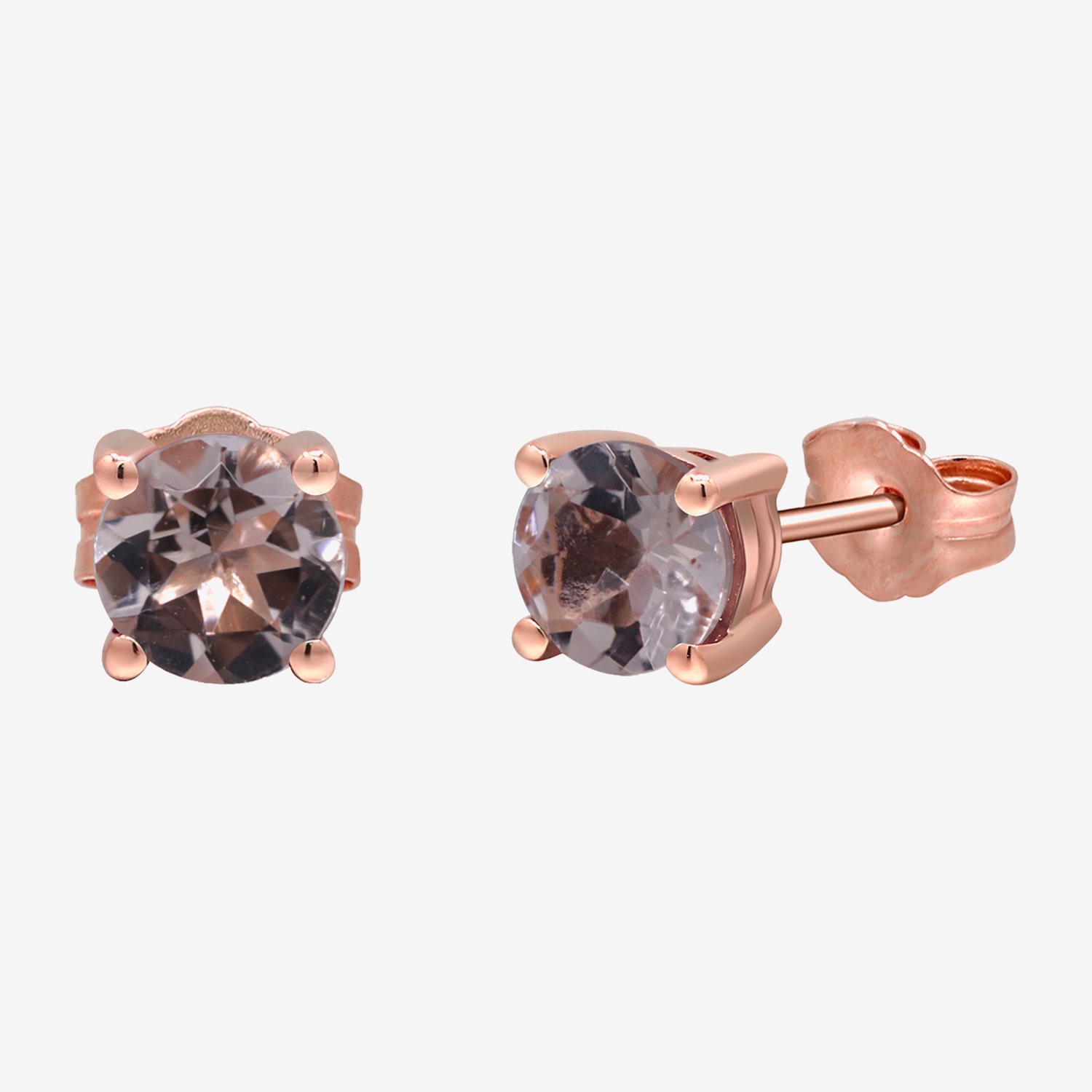 Limited Quantities! Genuine Pink Morganite 14K Gold 5mm Round Stud Earrings